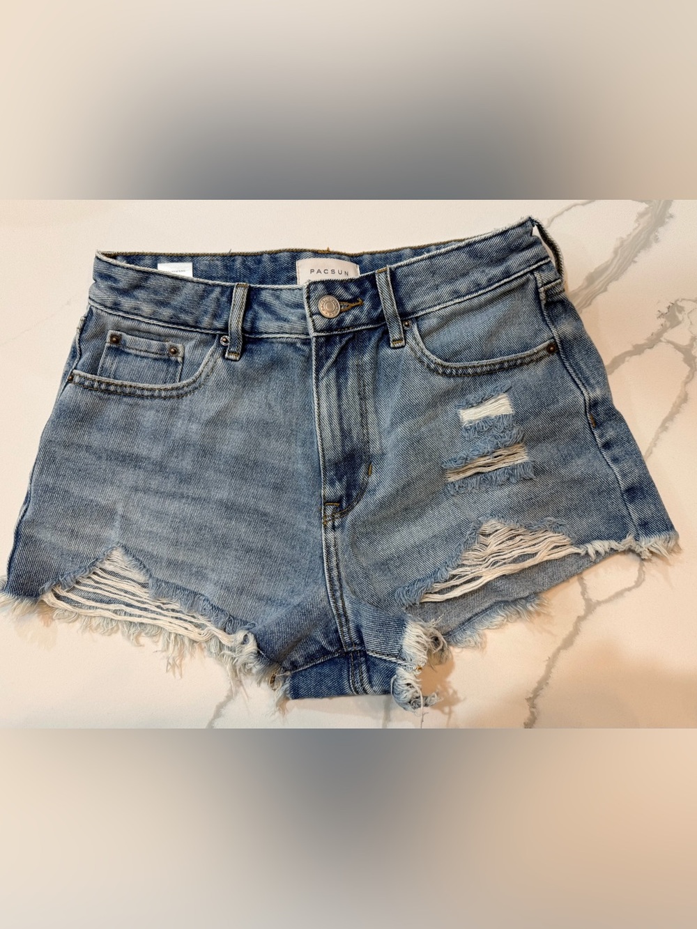 PacSun Distressed Light Blue Denim Cutoff Shorts